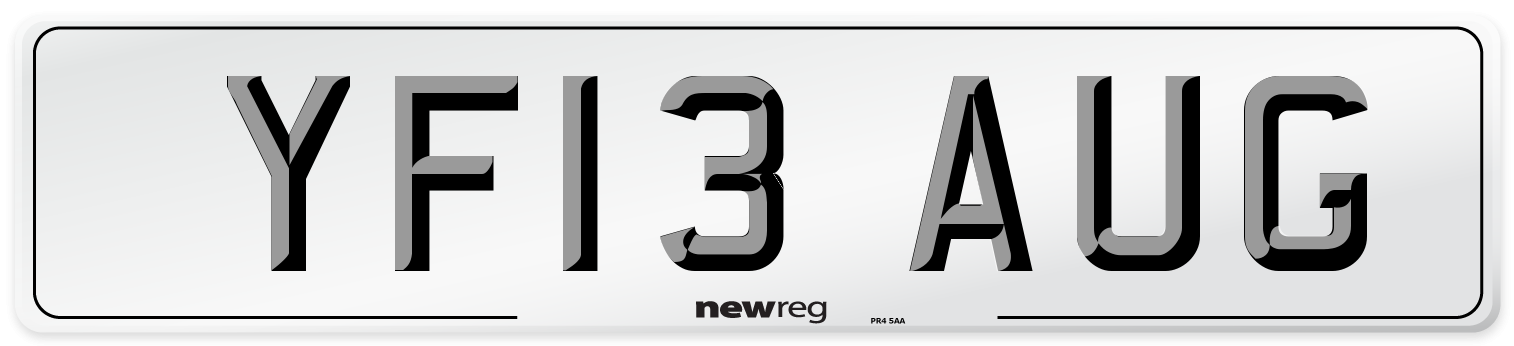 YF13 AUG Number Plate from New Reg